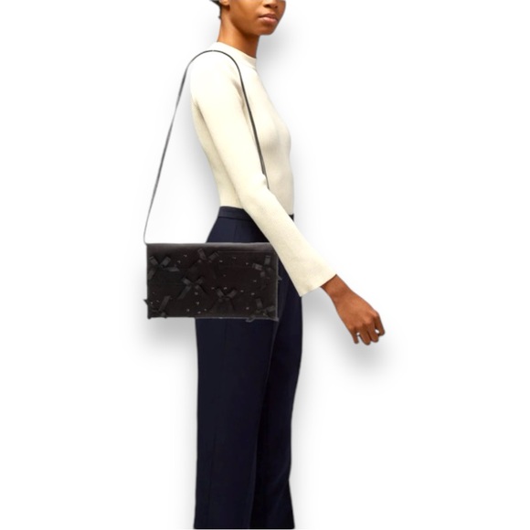 PRABAL GURUNG BLACK NYLON SHOULDER BAG BOWS NIEMAN MARCUS - Picture 6 of 6